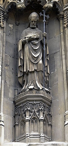 Statue of Lanfranc on the outside of Canterbury a cathedral